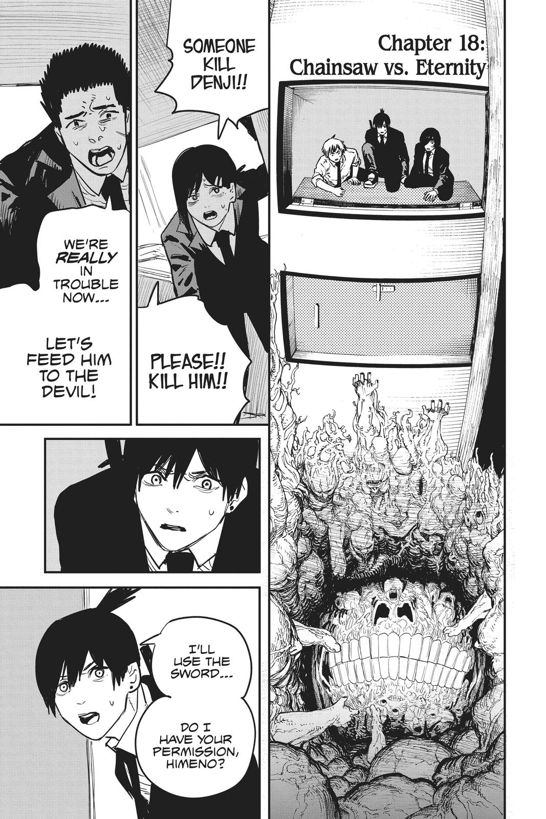Chainsaw Man Manga Chapter 18 page 1 - Chainsaw vs Eternity scene