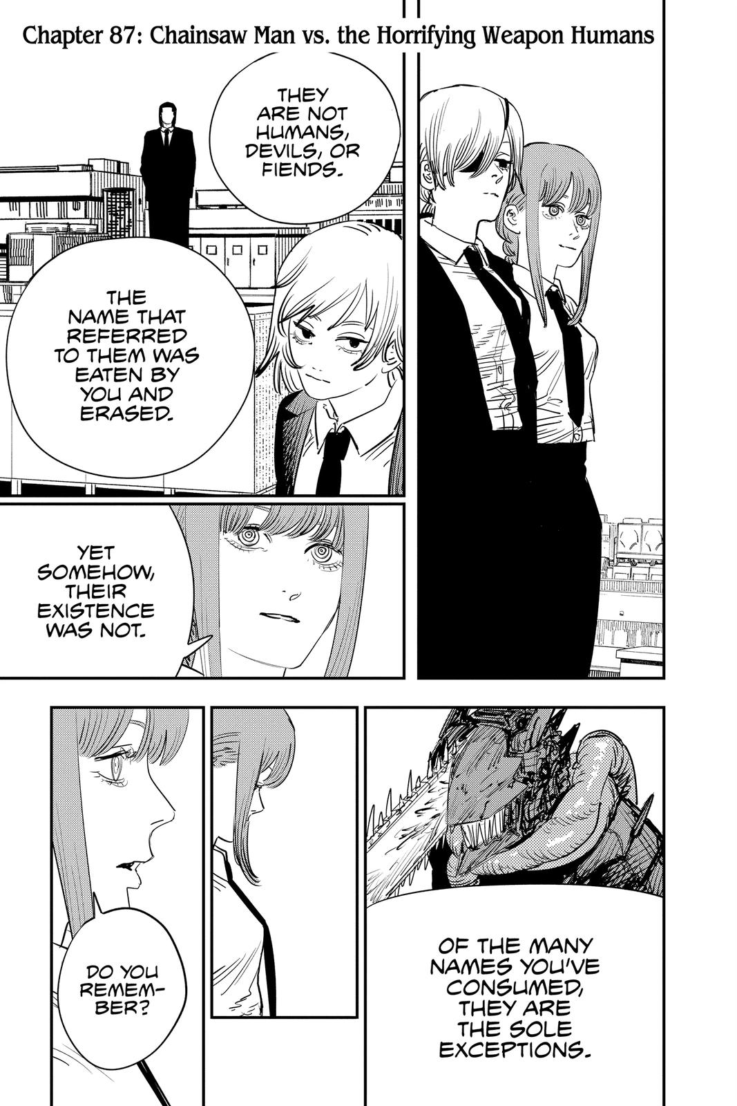 Chapter 87 (Chainsaw Man Vs. the Horrifying Weapon Humans) image 1